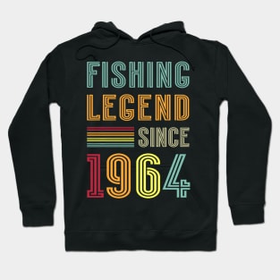 60th Birthday Fisherman Retro Vintage 1964 60 Years Fishing Hoodie